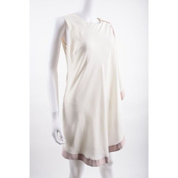 Ted Baker Bolty Asymmetric One Side Draped Dress Ted Sz 2 US 6 Ivory Pink - Picture 2 of 6